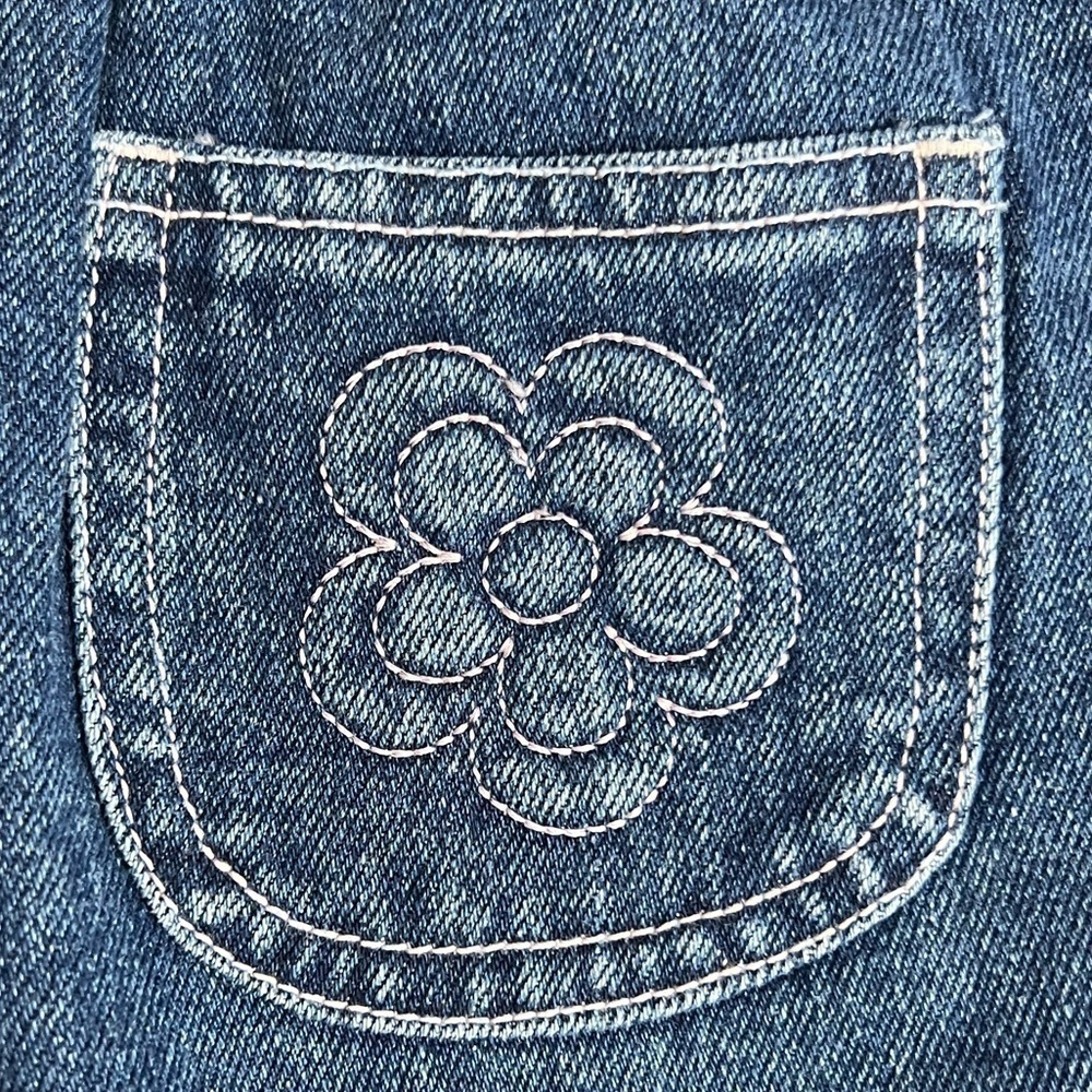 Sprockets Girl’s Toddler Classic Blue Denim Pink Flower Pocket Overalls -Size 3T - Picture 11 of 14